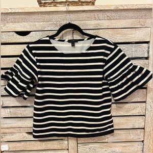 J. Crew Black and White Striped Top